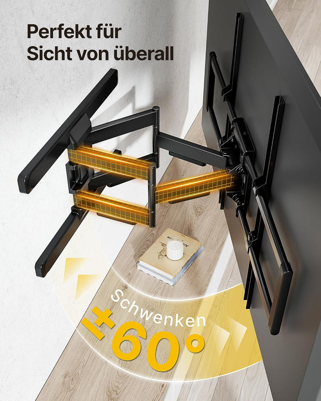 monTEK TV Wandhalterung Schwenkbar für 43-100 Zoll Fernseher bis 60 kg, vollbewegliche Wandhalterung