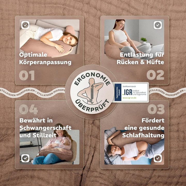 sei Design Stillkissen Mikroperlen XXL Lagerungskissen Schwangerschaftskissen Seitenschläferkissen 1