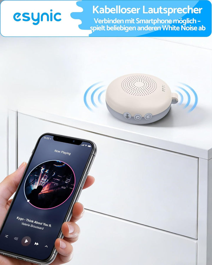 eSynic Weisses rauschen Baby Einschlafhilfe Baby & Erwachsene Tragbare White Noise Machine mit Nacht