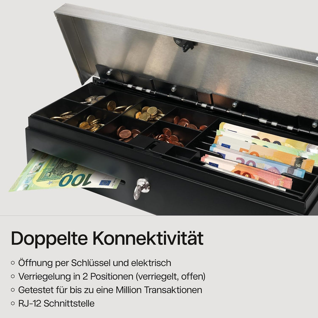 Safescan SD-4617S Klappdeckel-Kassenlade mit 6 Fächern für Banknoten und 8 für Münzen - Kassenlade m