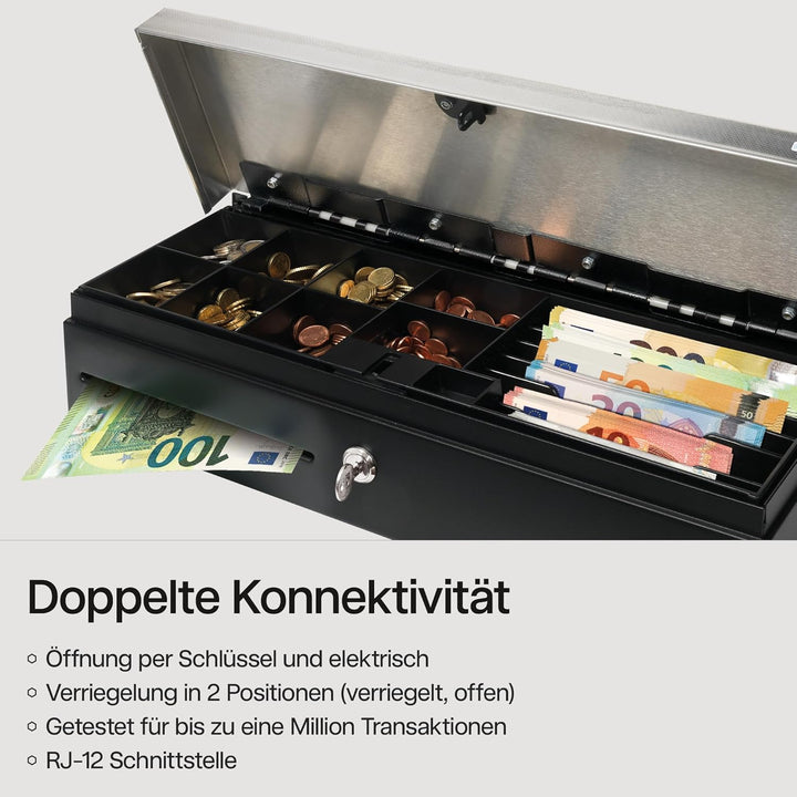 Safescan SD-4617S Klappdeckel-Kassenlade mit 6 Fächern für Banknoten und 8 für Münzen - Kassenlade m