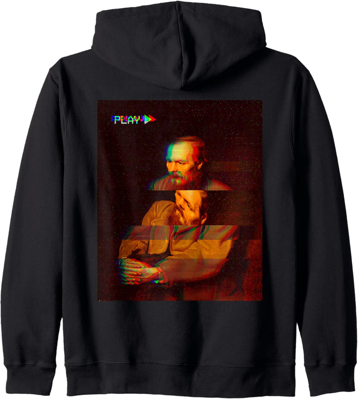 Fjodor Dostojewski Retro-Videoband-Glitch Kapuzenjacke