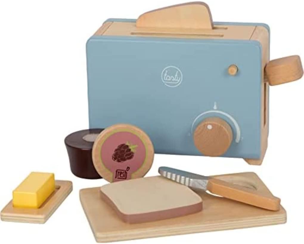 small foot Toaster-Set "tasty" aus Holz, Rollenspielzeug für Kinder, Zubehör für Spielküchen, ab 3 J