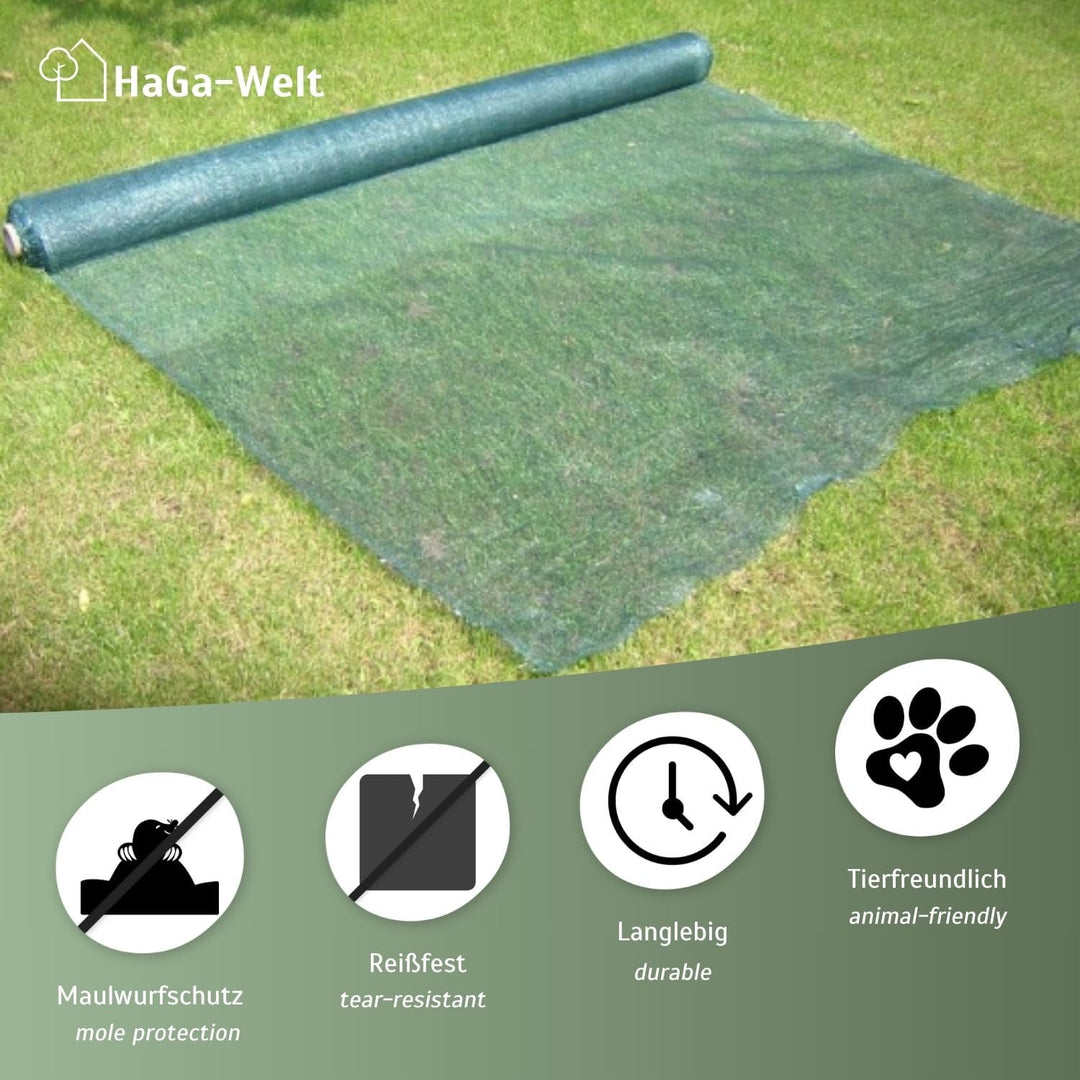 HaGa® Maulwurfnetz 1m x 100m Maulwurf Maulwurfschutz für Rasen und Rollrasen Laubschutznetz Teichnet