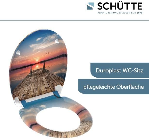 Schütte WC-Sitz SUNSET SKY mit Absenkautomatik, Toilettendeckel mit Motiv und Schnellverschluss für