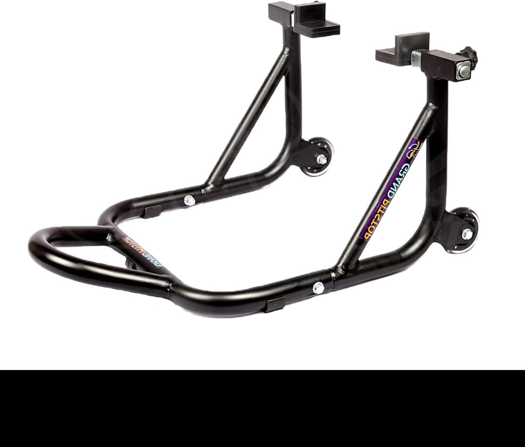 Grand Pitstop Universal Rear Paddock Stand for Bike Attached Skate Wheels with Swingarm Rest (Disman