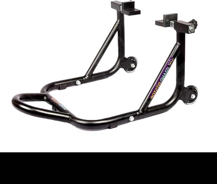 Grand Pitstop Universal Rear Paddock Stand for Bike Attached Skate Wheels with Swingarm Rest (Disman