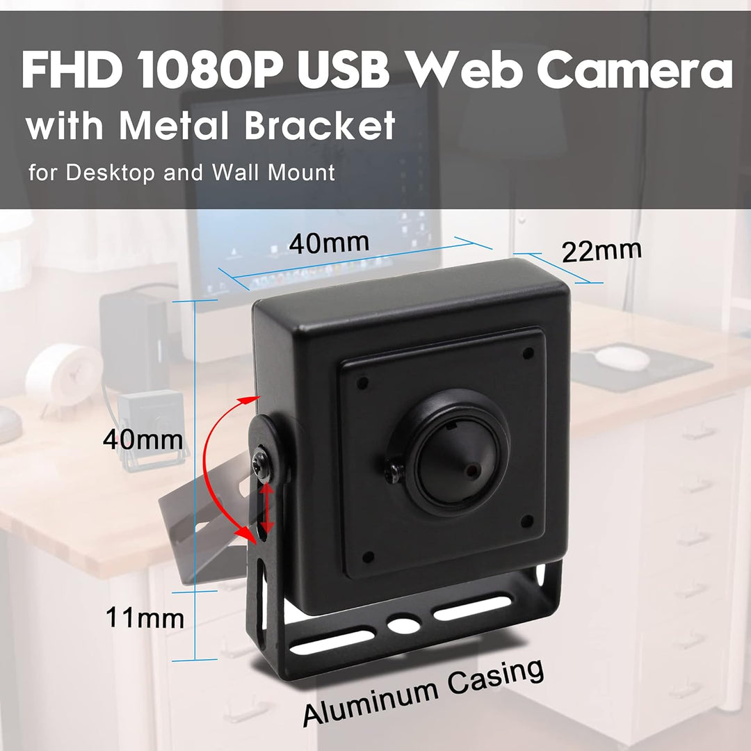 Svpro USB Kamera mit Halterung,1080P HD Webcam Kamera Pinhole Objektiv 3.7mm Weitwinkel PC Kamera H.