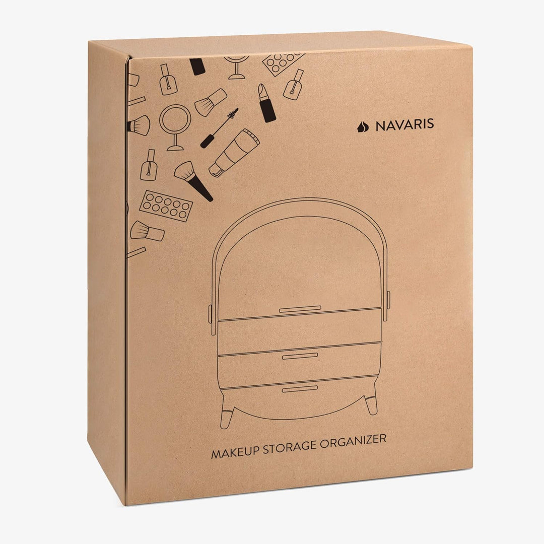 Navaris Make-Up Organizer - Aufbewahrung für Kosmetik - Ordnungssystem mit 2 Schubladen - tragbare A