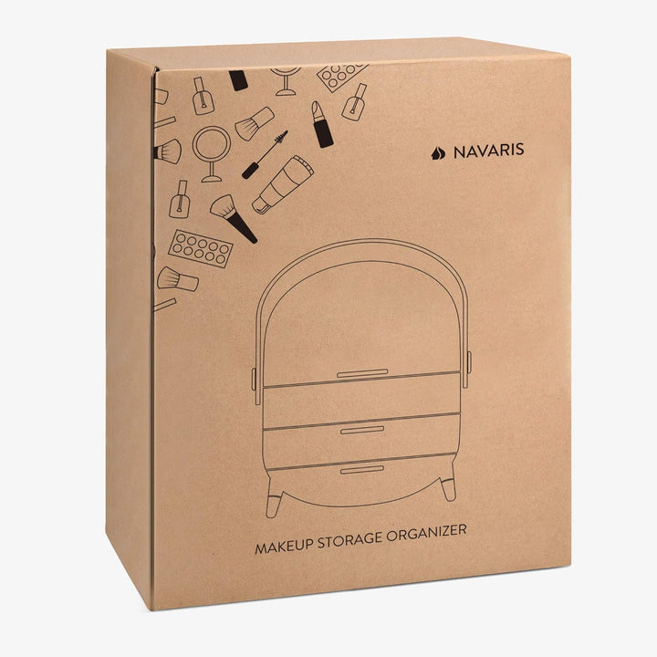 Navaris Make-Up Organizer - Aufbewahrung für Kosmetik - Ordnungssystem mit 2 Schubladen - tragbare A