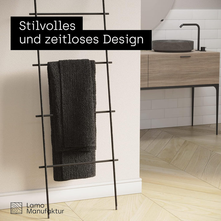LAMO Manufaktur Handtuchleiter Handtuchhalter Zeitschriftenhalter Loft, 150x50 cm, Rohstahl mit Klar