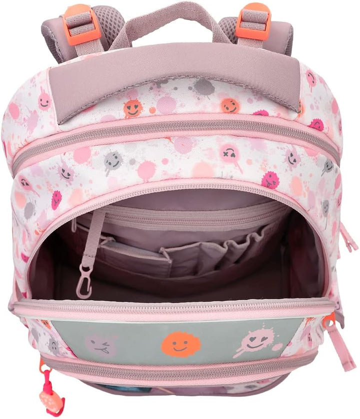 Depesche 12285 TOPModel Happy Together - Schulrucksack in Rosa mit Model-Motiv und Smiley-Muster, Ta