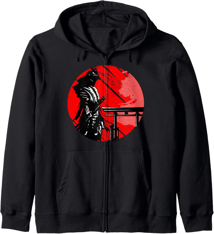 Samurai Japanischer Krieger Retro Kunst Print I Samurai Kapuzenjacke
