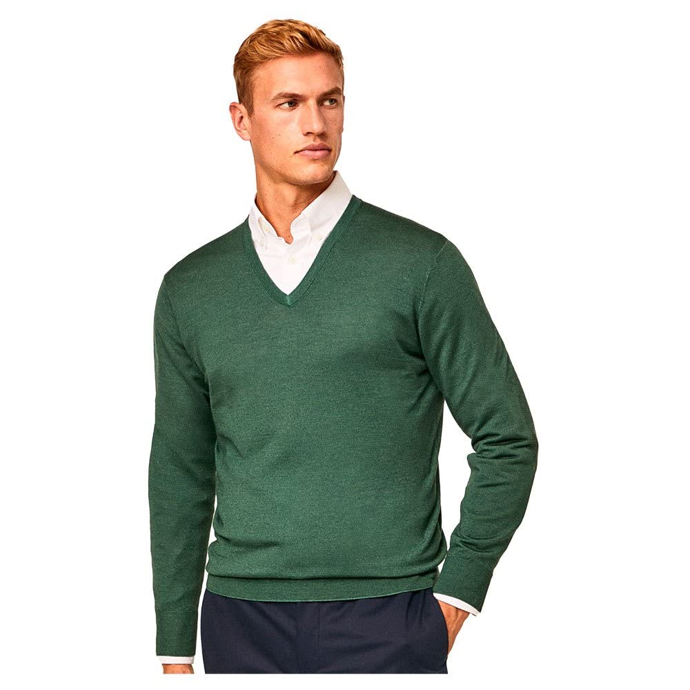 Hackett London Herren GMD Merino Silk V NCK Pullover XS Grn Topiary, XS Grn Topiary