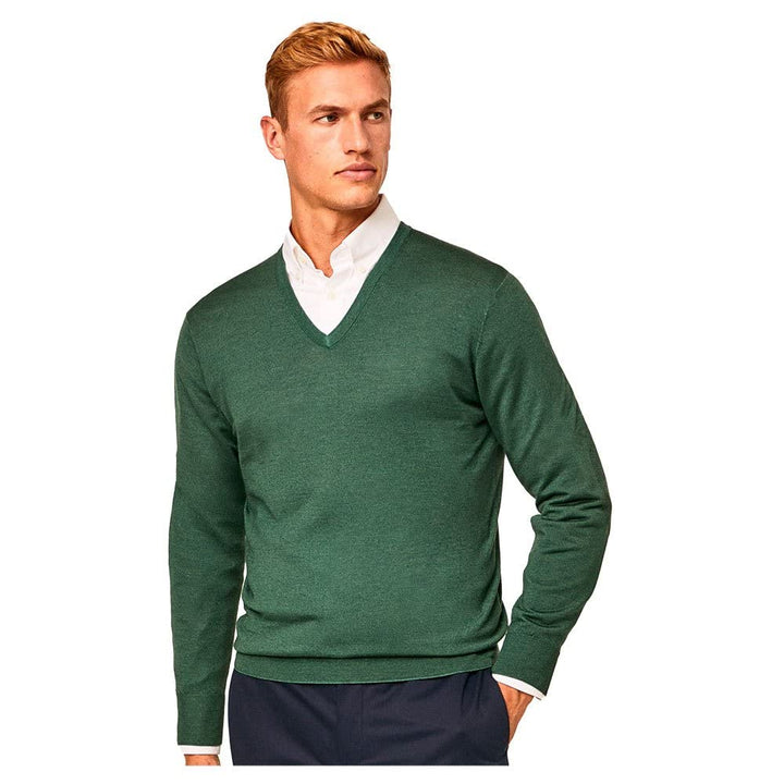 Hackett London Herren GMD Merino Silk V NCK Pullover XS Grn Topiary, XS Grn Topiary