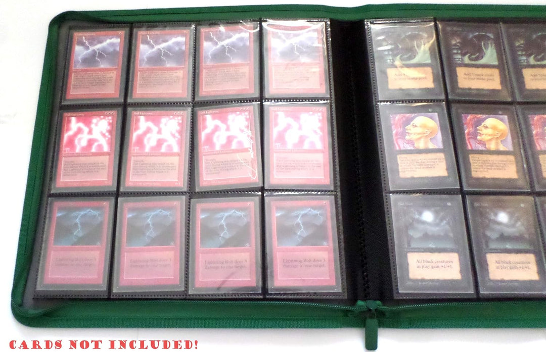 docsmagic.de Premium Pro-Player 12-Pocket Playset Zip-Album Dark Green - 480 Card Binder - MTG - PKM