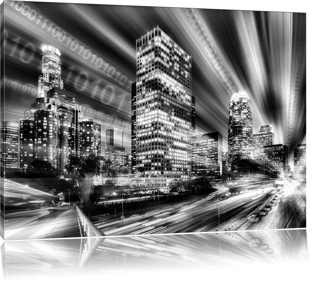 Pixxprint Monocrome, Los Angeles Matrix, Format: 100x70 auf Leinwand, 100x70