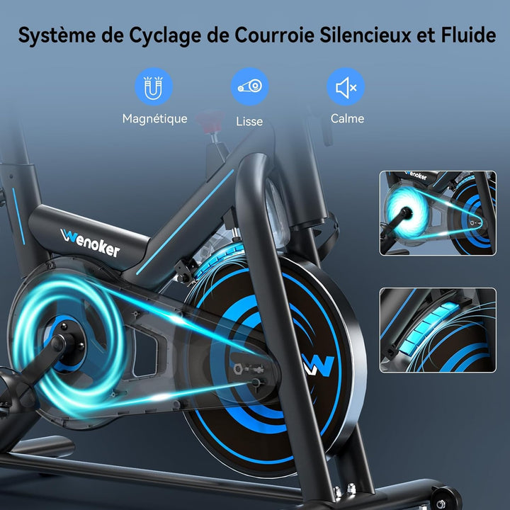 Wenoker Heimtrainer Fahrrad mit App,Leises Ergometer Hometrainer Fahrrad mit Magnetwiderstand