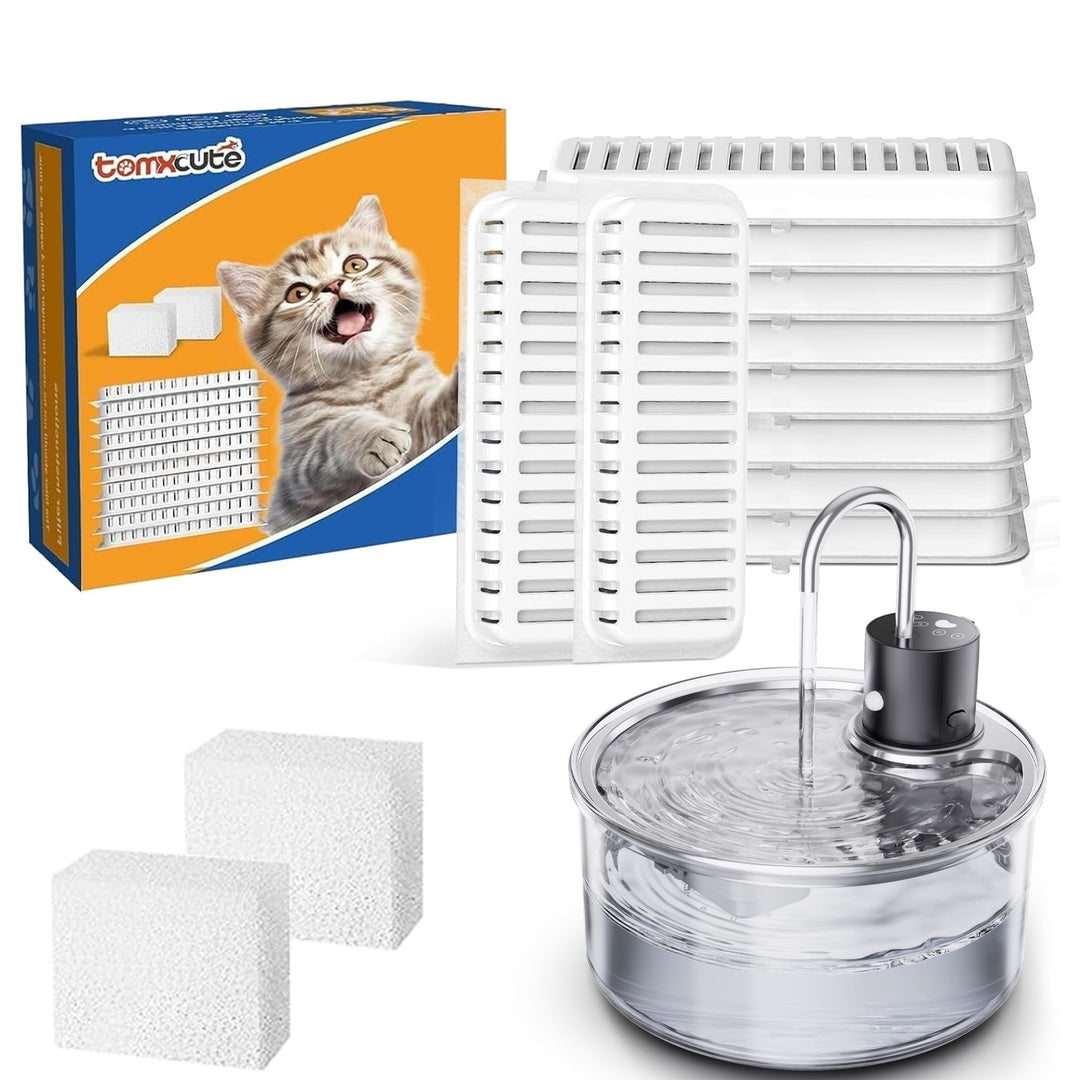 Tomxcute Katzenbrunnen Filter Set, 10 Filter + 2 Schwämme für 108oz/3.2L, 10 Filter + 2 Schwämm