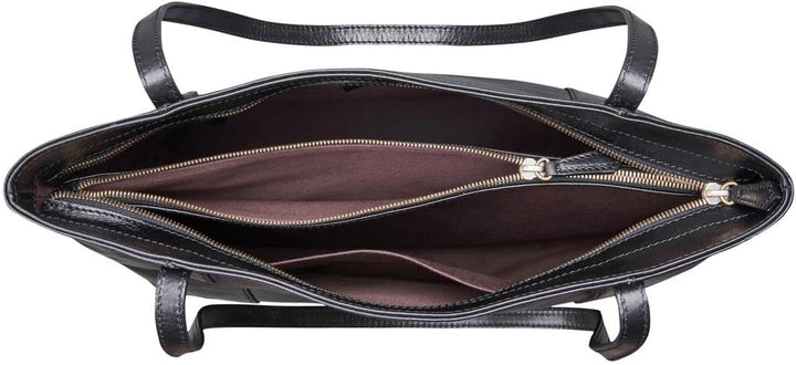 Maxwell Scott Italienischer Damen Leder Shopper Athenea in Schwarz, Schwarz