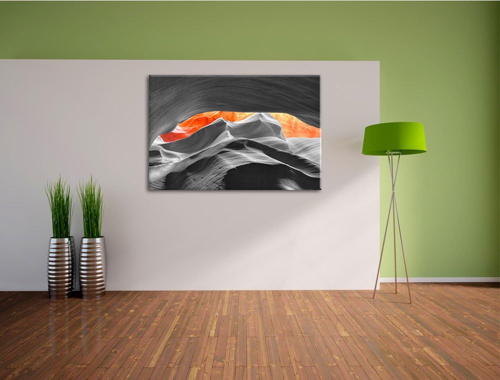beeindruckender Antelope Canyon schwarz/weiss Format: 100x70 auf Leinwand, XXL riesige Bilder fertig