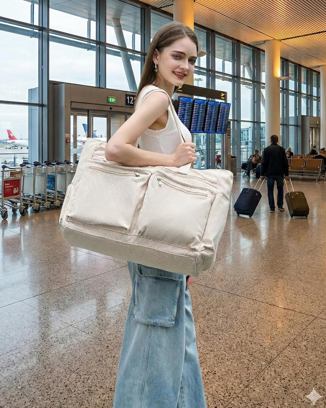 Makukke Grosse Reisetasche Damen Weekender mit Nassfach & Schuhfach, XXL Strandtasche mit Reissversc