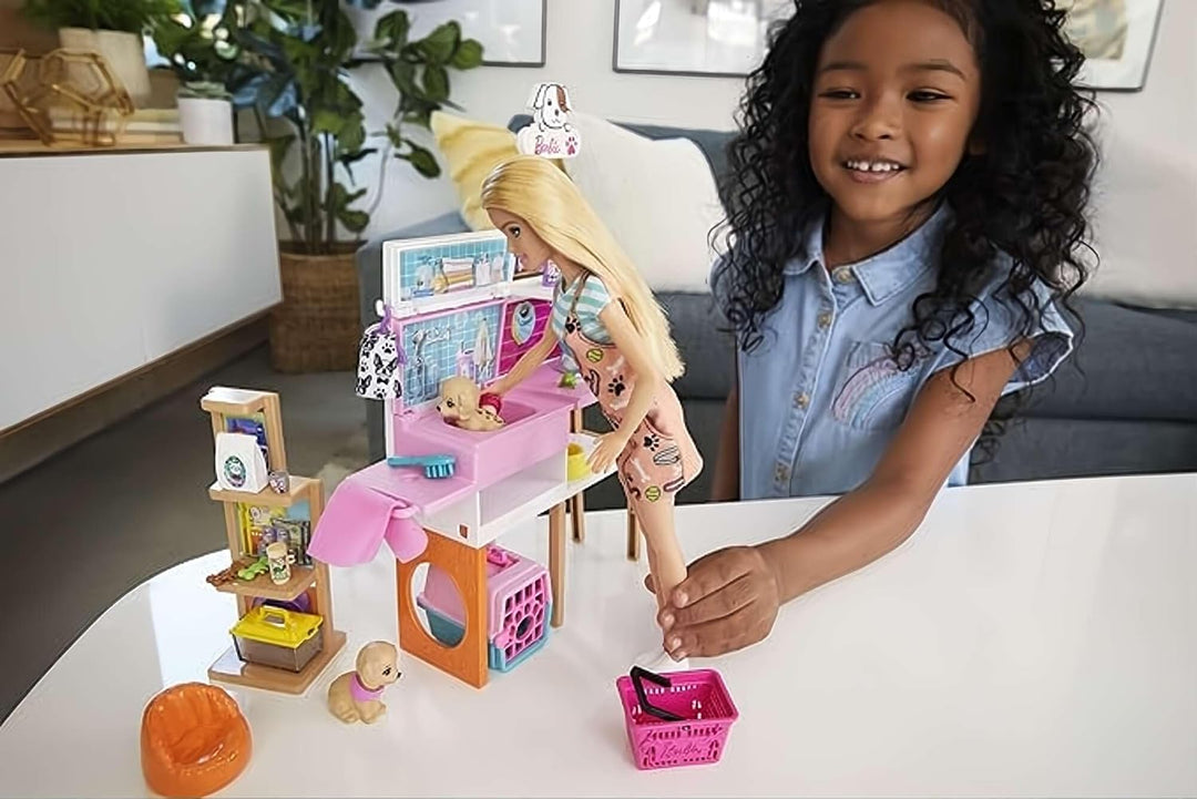 Barbie Tierpflege-Set Puppenfiguren + Zubehör 25 Stück