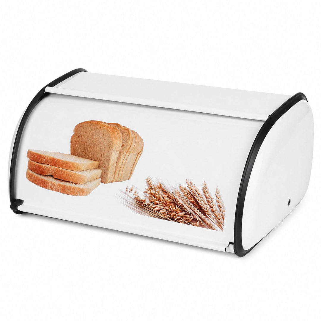 Brotkasten Edelstahl Metall mit Deckel, Brotbox Brotaufbewahrung für Küche, Bread Box Retro Design W