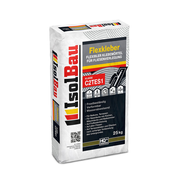 Isolbau C2TE S1 Flexkleber - 25 kg Flexibler Klebemörtel für Fliesenverlegung - Frostsicher, Verform
