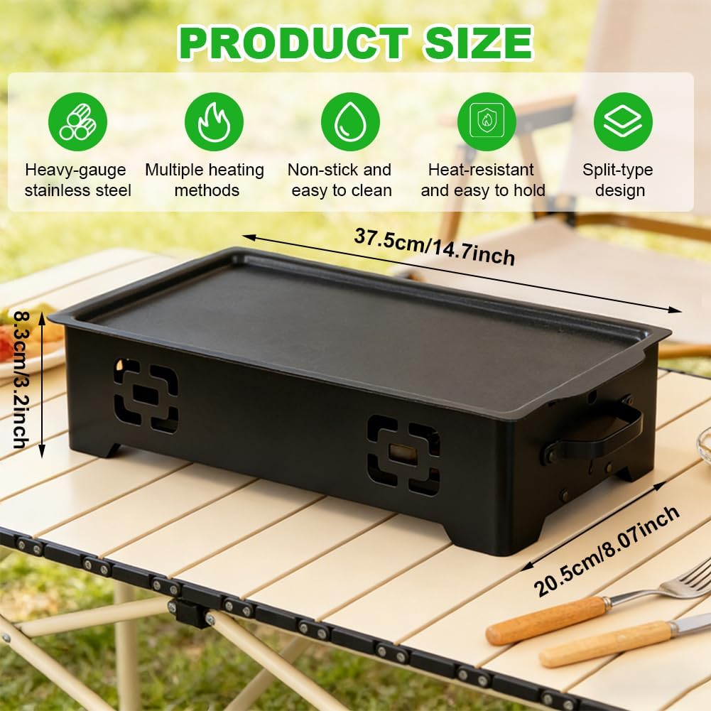 BBQ Warmhalteplatte aus Edelstahl, Grillwärmer für Fleisch und Gemüse, Speisenwärmer für Garten, Cam