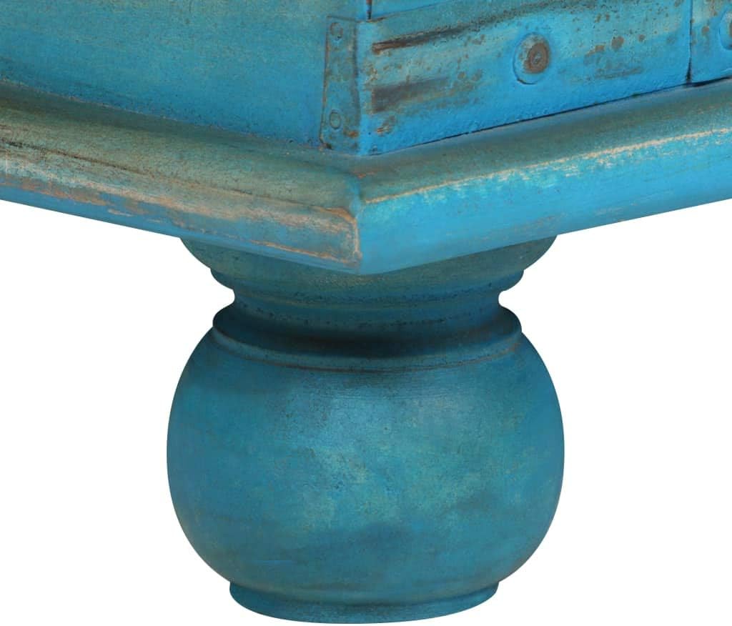 Festnight Aufbewahrungstruhe Aufbewahrungsbox mit Deckel Massives Mangoholz 100 x 40 x 41 cm Blau