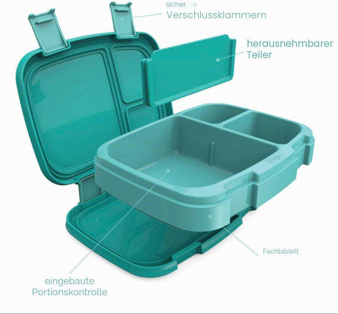 Bentgo Fresh Lunchbox im Bento-Stil, auslaufsicher, vielseitig, 4 Fächer, Blau/Grün, 2 Stück