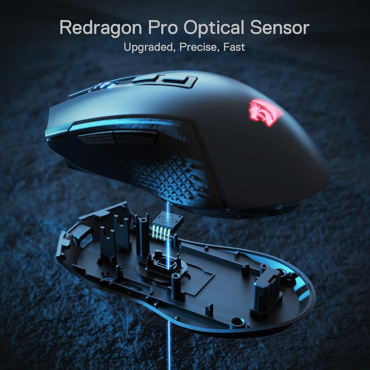 Redragon M693 Wireless Gaming Mouse, 8000 DPI kabelgebundene/drahtlose Maus mit 3-Modi-Verbindung, B
