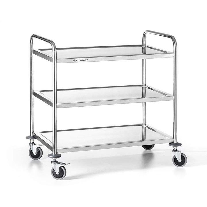 Servierwagen | Küchenwagen | 3 Etagen | bis 75 kg | Tablettabstand 27 cm | Edelstahl, 3 Etagen