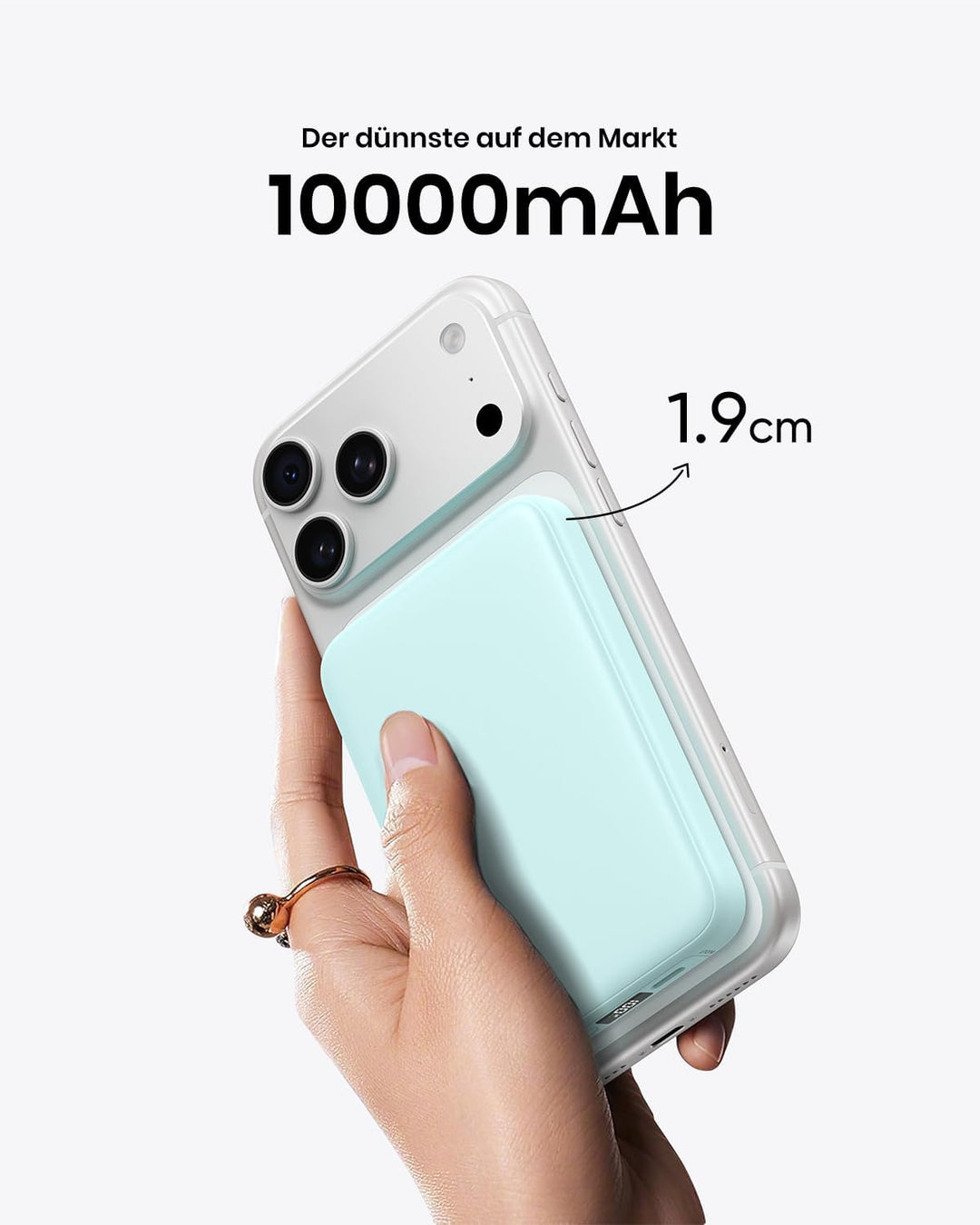 A ADDTOP Power Bank, 10000mAh Magnetische Powerbank, 20W PD Schnellladegerät, Kabelloses Magnetladeg