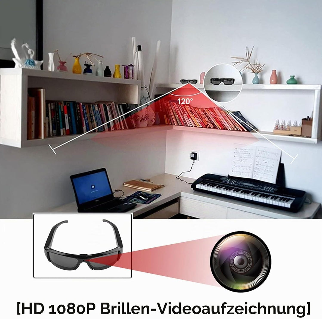 Fockety 1080p Kamera Sonnenbrille, Anti -Shake -Weitwinkel -Objektivsport -Action -Kamera -Brille mi