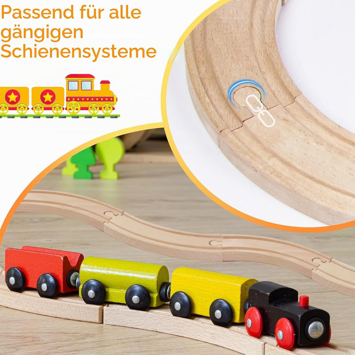 Holzeisenbahn Schienenset, Kompatibilität mit Allen Holzeisenbahn Zubehör und Holzschienen, robust l