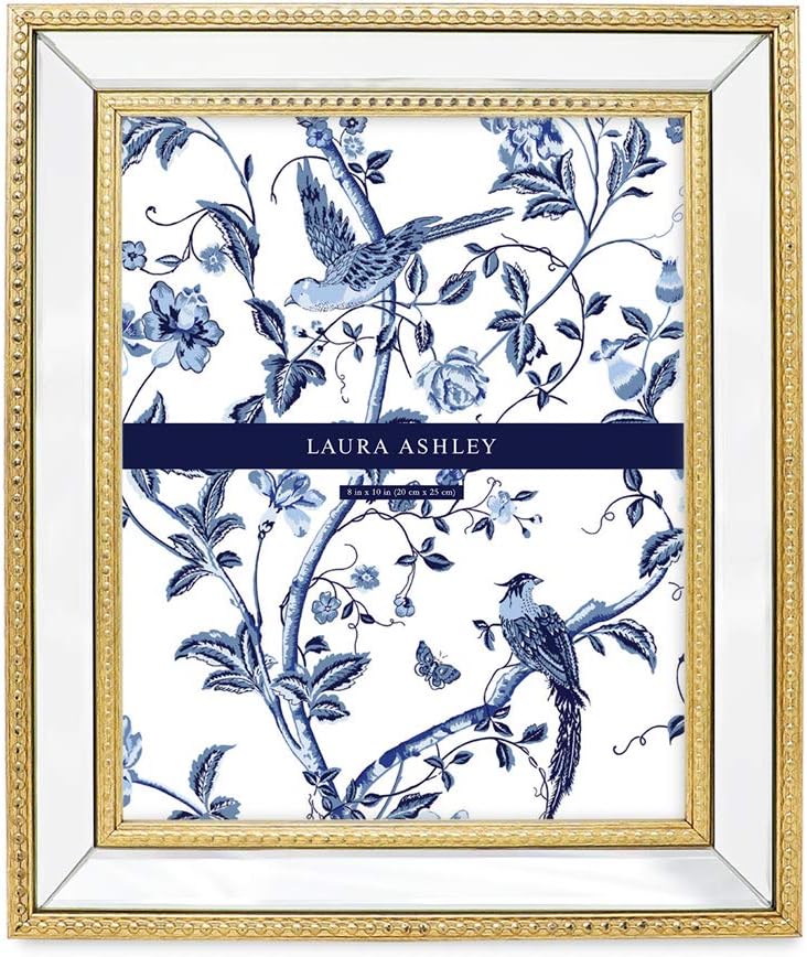 Laura Ashley Bilderrahmen, 20,3 x 25,4 cm, goldfarben, verspiegelt, mit Perlenrand, zur Wandmontage,