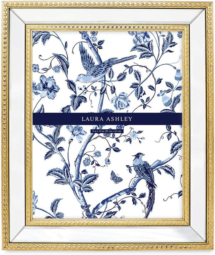 Laura Ashley Bilderrahmen, 20,3 x 25,4 cm, goldfarben, verspiegelt, mit Perlenrand, zur Wandmontage,