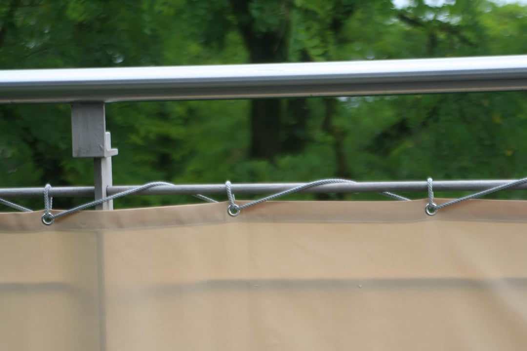 Floracord 12-90-50-01 Hochwertige Balkonumrandung aus Polyesterstoff , Beige, 90 x 500 cm
