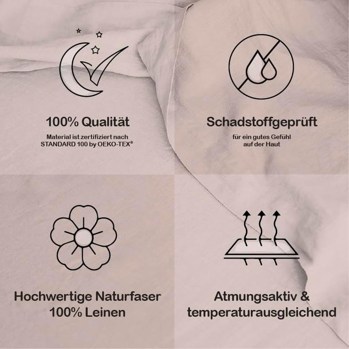 BLUE MOON Leinenbettwäsche Stone-Washed - 2-teilig - Luxuriöse Bettwäsche aus 100% Leinen - Made in