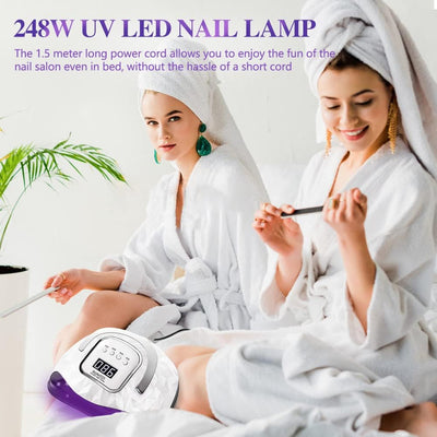 248W UV-LED-Nagellampe, Upgrade 60 LED-Perlen, Nageltrockner für Gelpolitur mit LCD-Display, Auto-Se