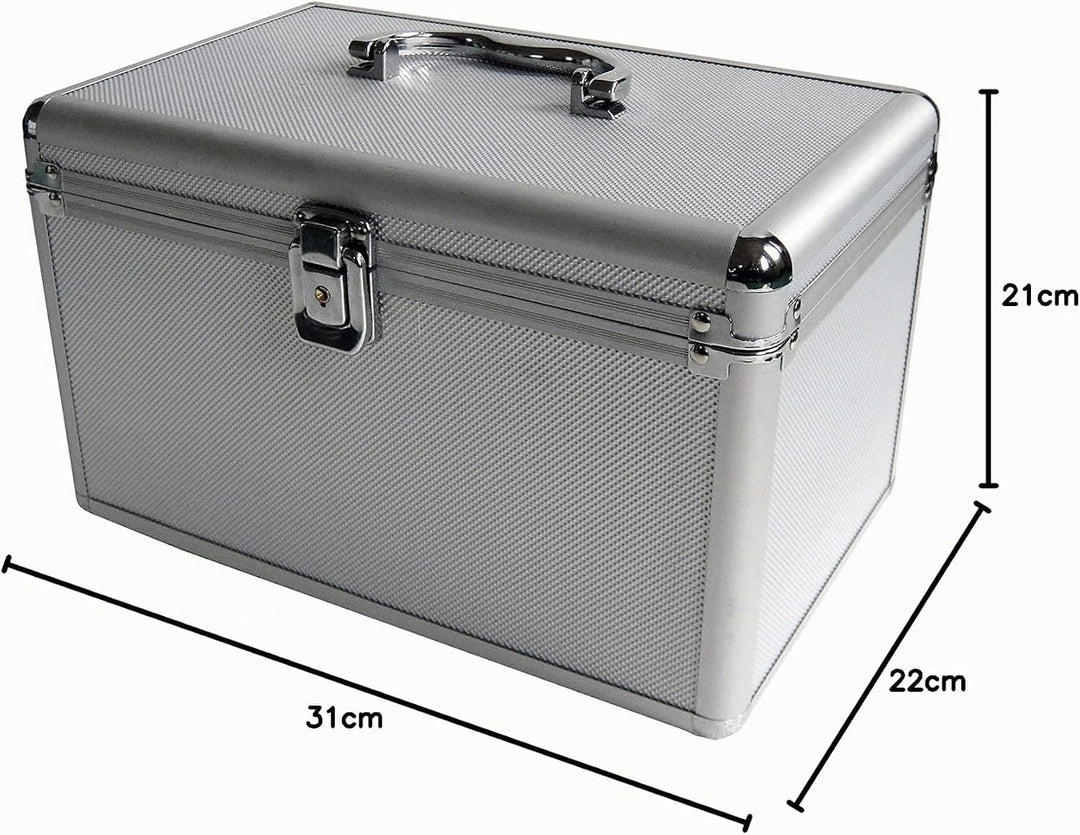 MediaRange Archivierungskoffer für 200 Discs, Aluminium-Optik, mit Einhängetaschen, silber, 18cm Sin