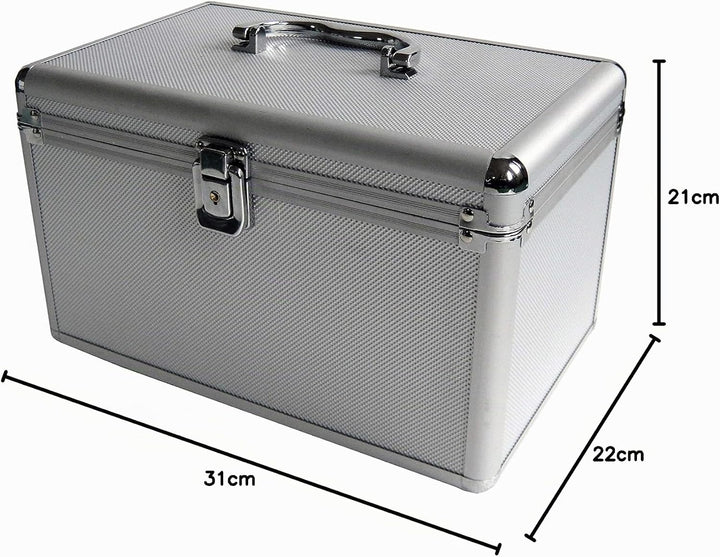 MediaRange Archivierungskoffer für 200 Discs, Aluminium-Optik, mit Einhängetaschen, silber, 18cm Sin