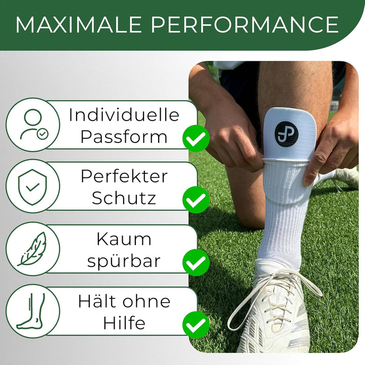 JDP Premium Schienbeinschoner, Individuell anpassbare Schienbeinschoner Fussball Herren, Mini Schien