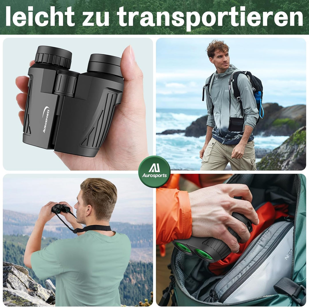 Aurosports 15X25 Kompaktes Fernglas für Erwachsene und Kinder - Fernglas Erwachsene High Definition,