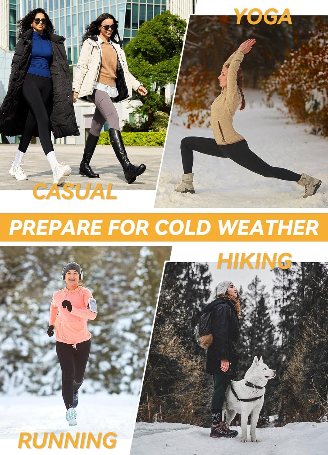 baleaf Damen Leggings Damen Reissverschlusstasche Sporthose Winter Thermo Legging gefüttert Fleeceho