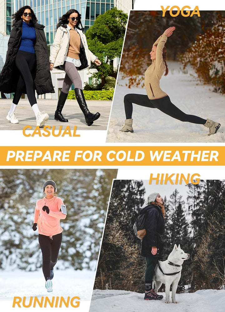 baleaf Damen Leggings Damen Reissverschlusstasche Sporthose Winter Thermo Legging gefüttert Fleeceho