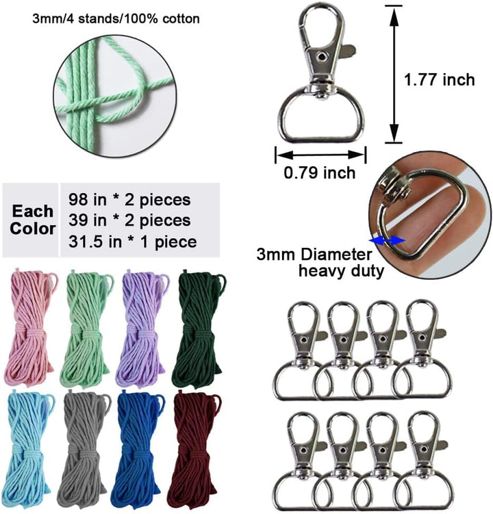 suo long Makramee Kit Makrame Schlüsselanhänger Making Kit Enthält Schlüsselringe Makramee DIY Set S