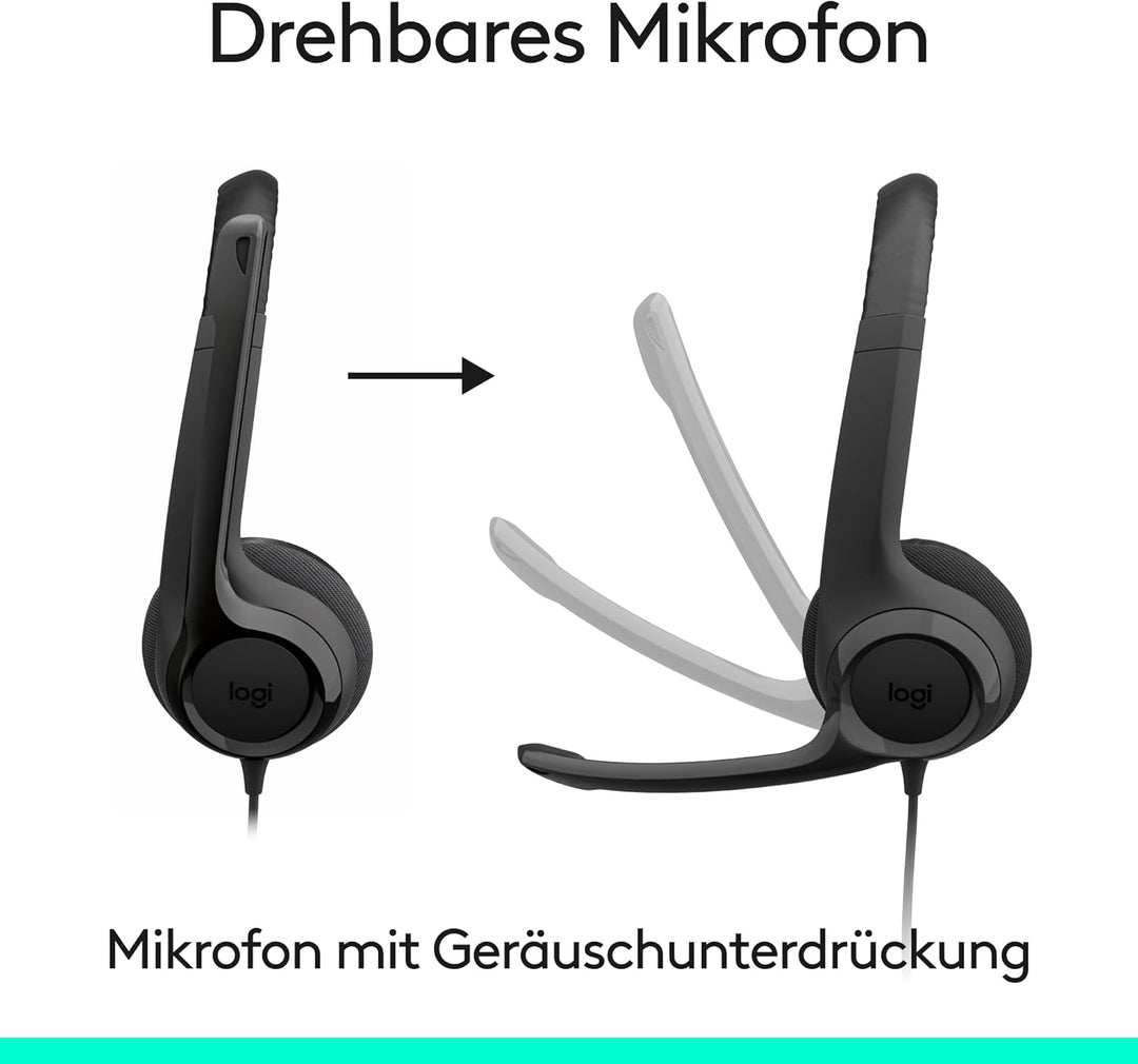 Logitech H390 kabelgebundenes Headset für PC/Notebook, Stereo-Kopfhörer mit Mikrofon mit Geräuschunt